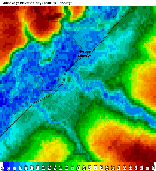 Chutove elevation map