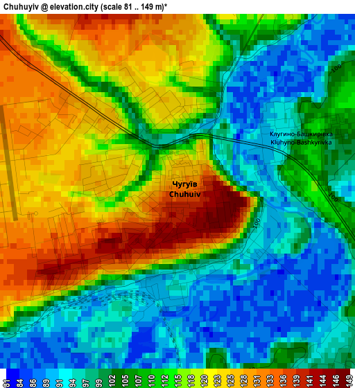 Chuhuyiv elevation map