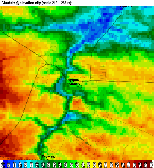 Chudniv elevation map