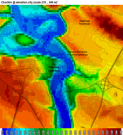 Chortkiv elevation map