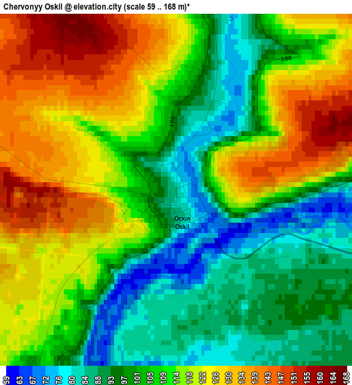 Chervonyy Oskil elevation map