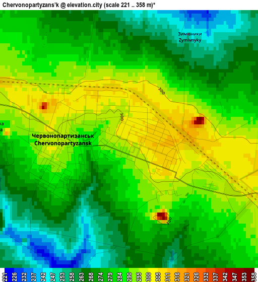 Chervonopartyzans’k elevation map