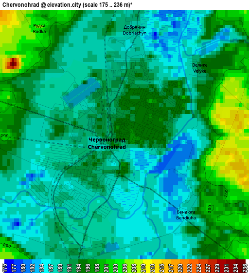 Chervonohrad elevation map