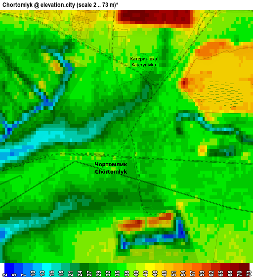 Chortomlyk elevation map