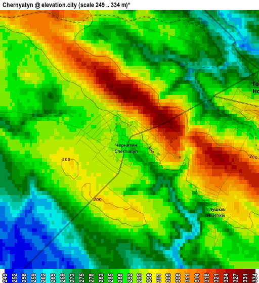 Chernyatyn elevation map