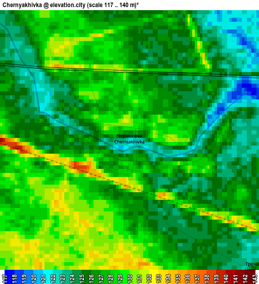 Chernyakhivka elevation map