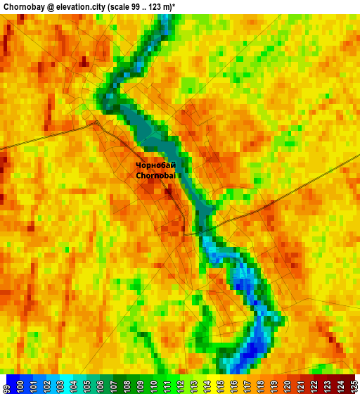 Chornobay elevation map