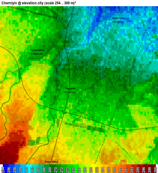 Cherniyiv elevation map