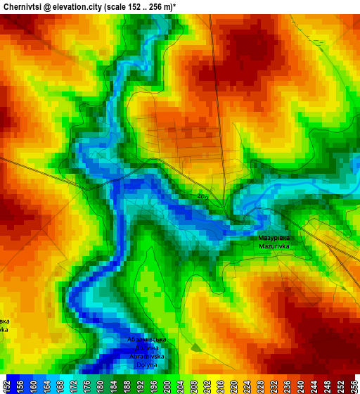 Chernivtsi elevation map