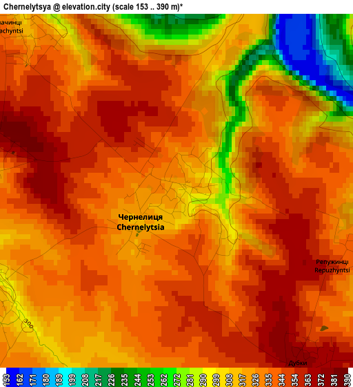 Chernelytsya elevation map