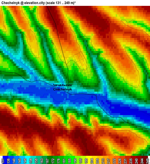 Chechelnyk elevation map