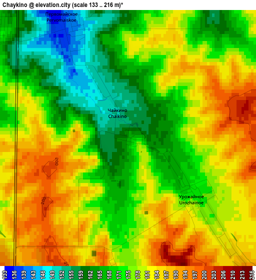 Chaykino elevation map