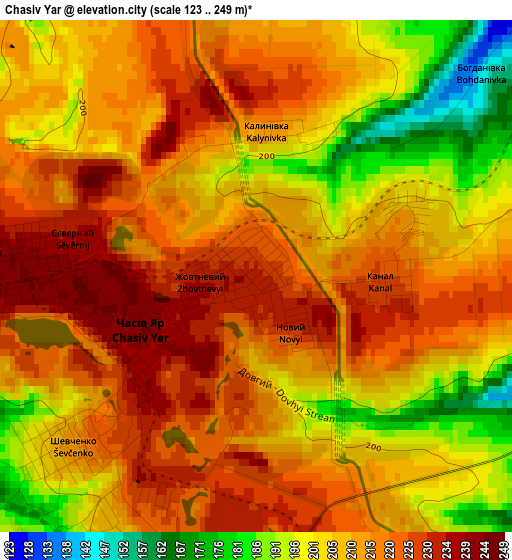 Chasiv Yar elevation map