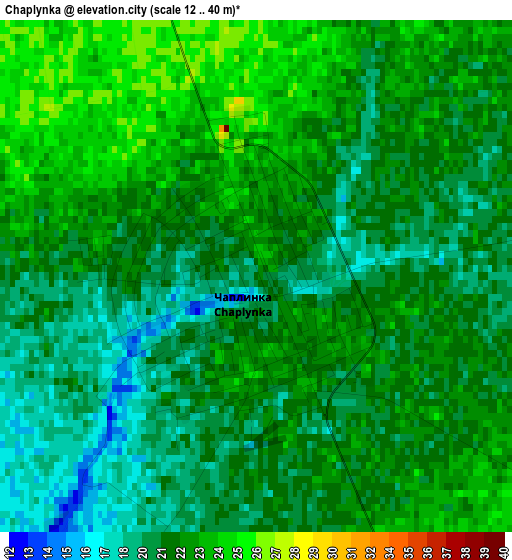 Chaplynka elevation map