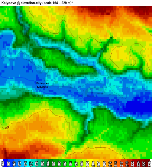 Kalynove elevation map