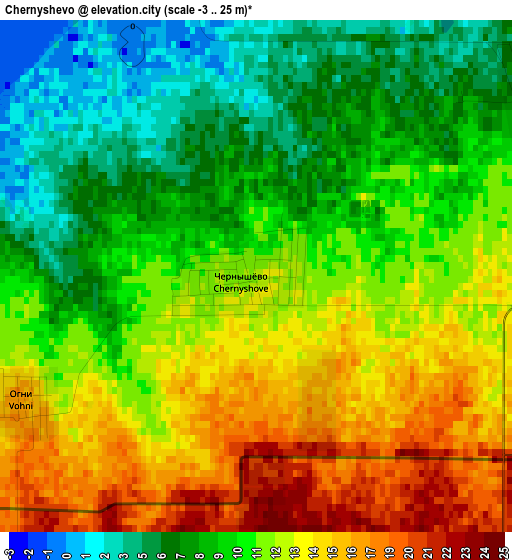 Chernyshevo elevation map