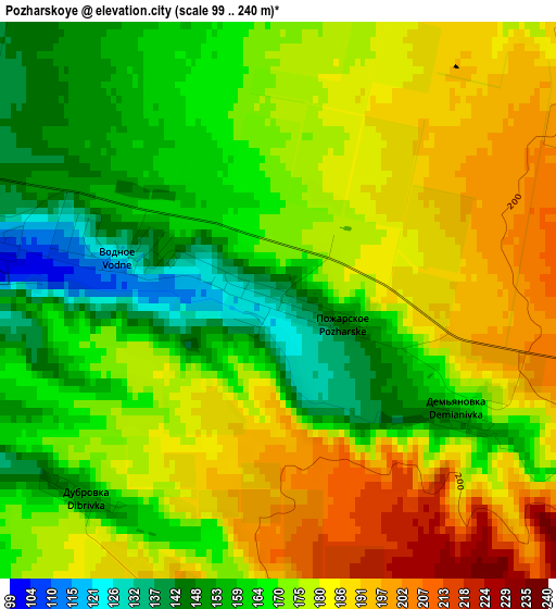 Pozharskoye elevation map