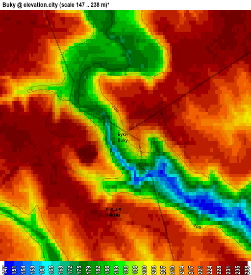 Buky elevation map