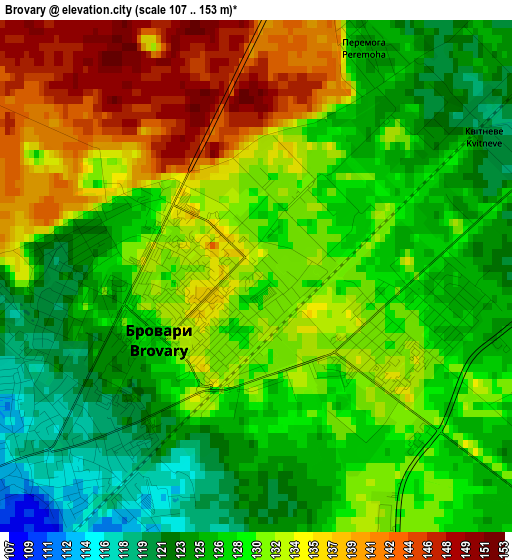 Brovary elevation map