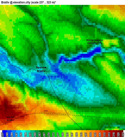 Brailiv elevation map