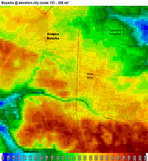 Boyarka elevation map