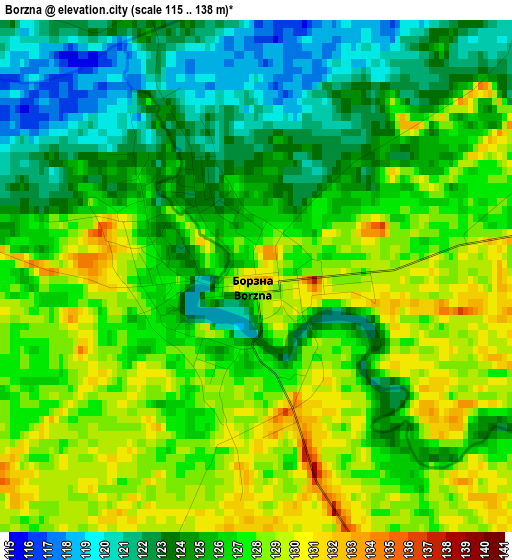 Borzna elevation map