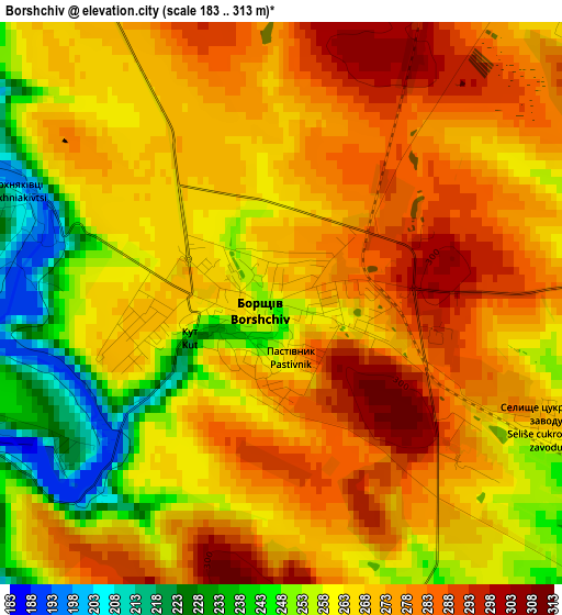 Borshchiv elevation map