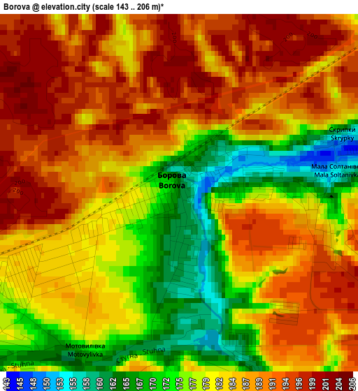 Borova elevation map