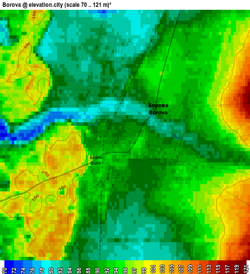 Borova elevation map