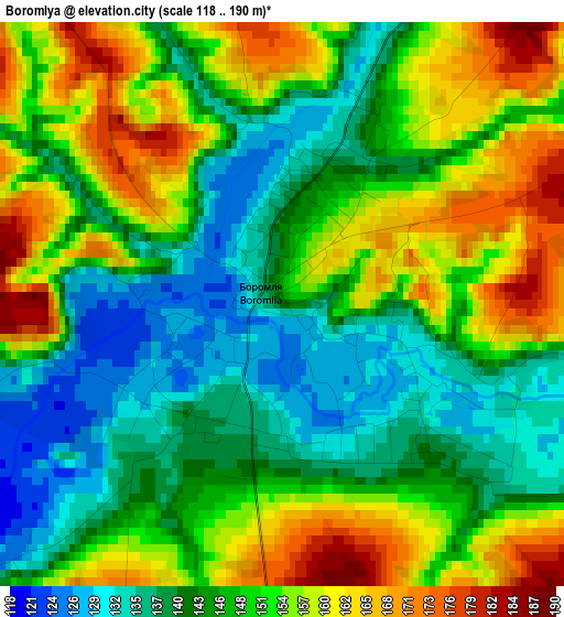 Boromlya elevation map