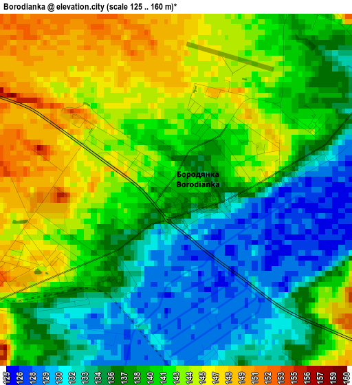 Borodianka elevation map