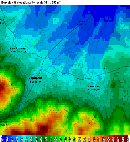 Boryslav elevation map