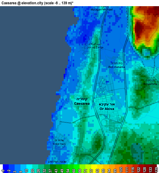 Caesarea elevation map