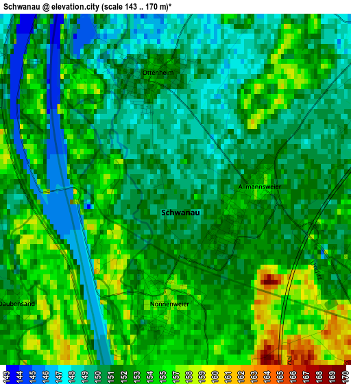 Schwanau elevation map