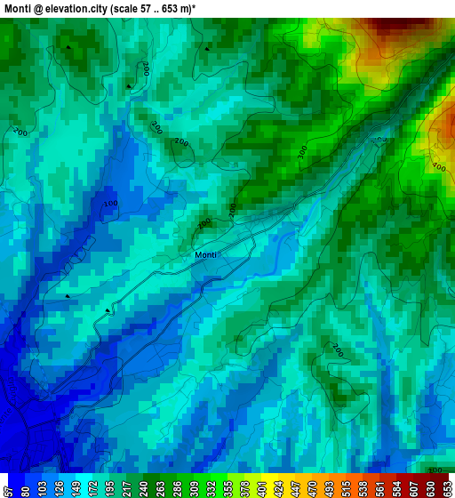 Monti elevation map