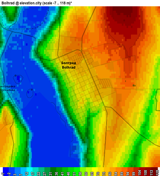 Bolhrad elevation map