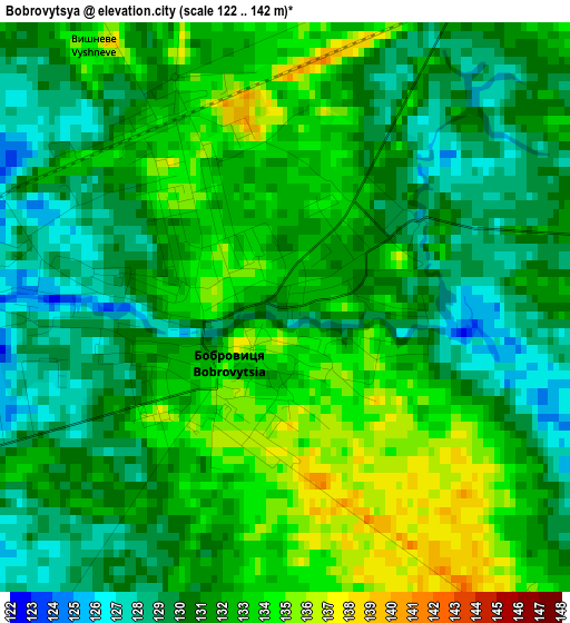 Bobrovytsya elevation map