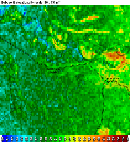 Bobovo elevation map