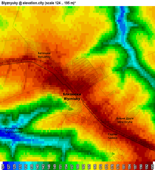 Blyznyuky elevation map