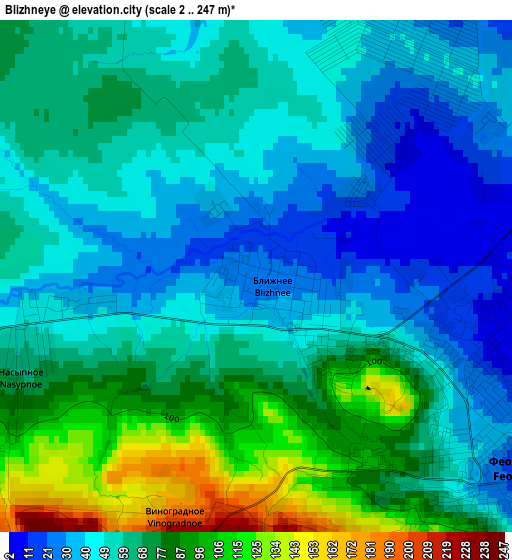 Blizhneye elevation map