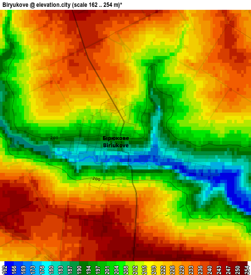 Biryukove elevation map