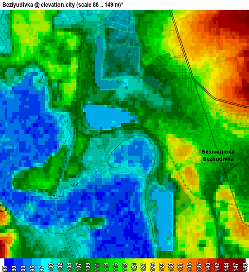 Bezlyudivka elevation map