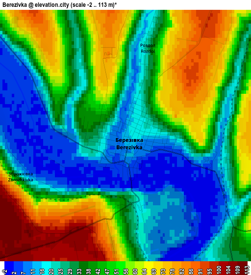 Berezivka elevation map