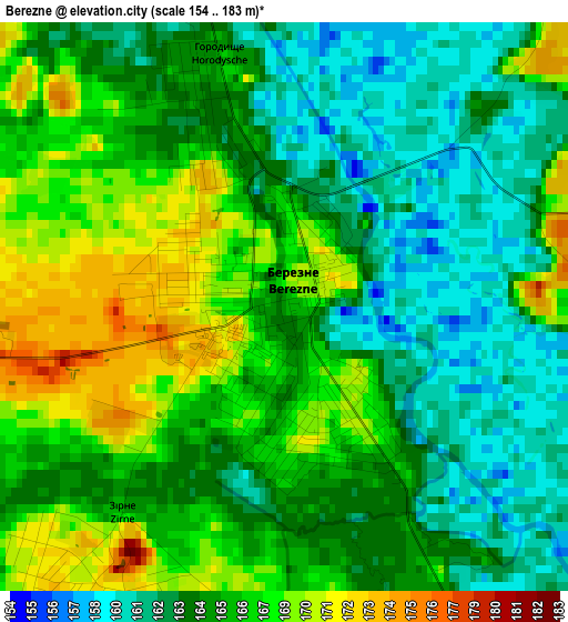 Berezne elevation map