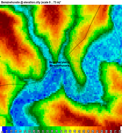 Bereznehuvate elevation map