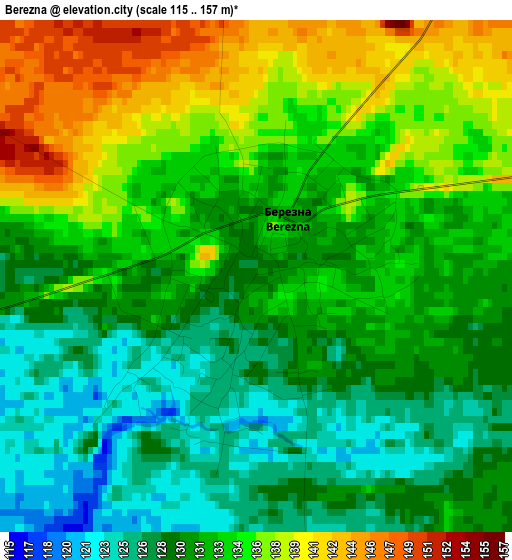 Berezna elevation map