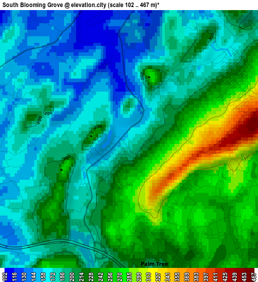 South Blooming Grove elevation map