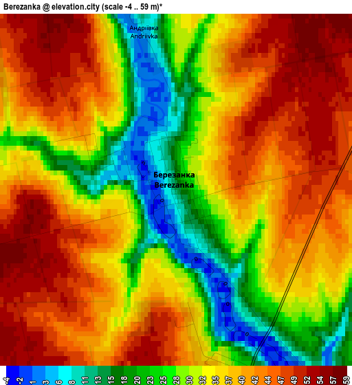 Berezanka elevation map