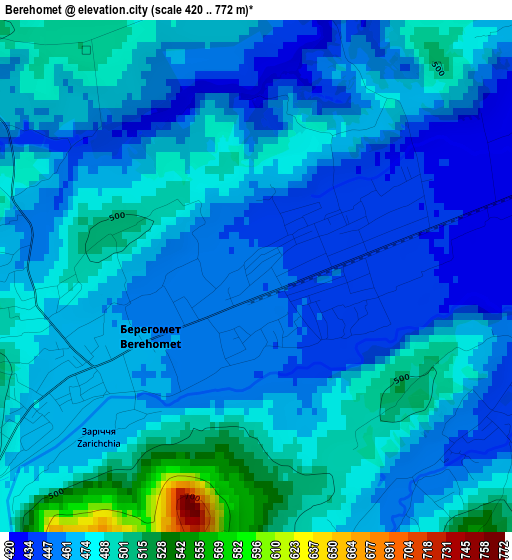 Berehomet elevation map