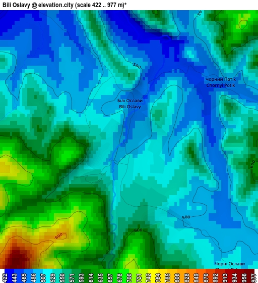 Bili Oslavy elevation map